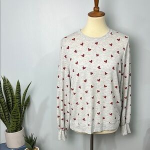 Cynthia Rowley Hearts Gray Sweatshirt Size Medium